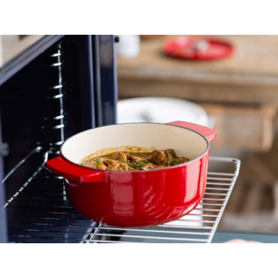 Каструля чавунна з кришкою KitchenAid, 22 см, 3,3 л, червона (CC006057-001)