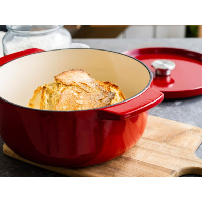 Каструля чавунна з кришкою KitchenAid, 26 см, 5,2 л, червона (CC006060-001)