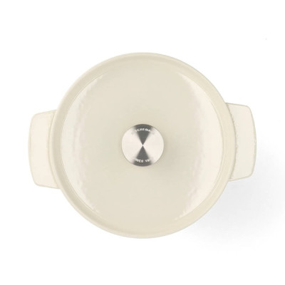 Каструля чавунна з кришкою KitchenAid, 22 см, 3,3 л, колір мигдальний крем (CC006056-001)