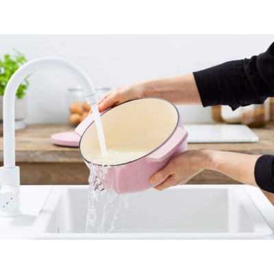 Каструля чавунна з кришкою KitchenAid, 22 см, 3,3 л, колір суха троянда (CC007430-001)