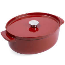 Гусятниця чавунна з кришкою KitchenAid, 30 см, 5,6 л, червона (CC006063-001)
