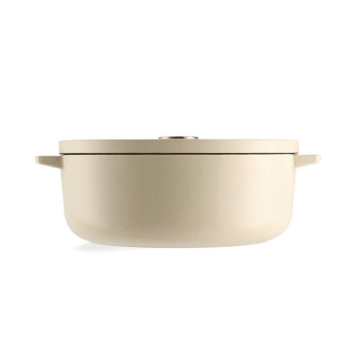 Гусятниця чавунна з кришкою KitchenAid, 30 см, 5,6 л, колір мигдальний крем (CC006062-001)