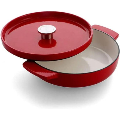 Сотейник чавунний з кришкою KitchenAid, 26 см, 2,77 л, червоний (CC009009-001)