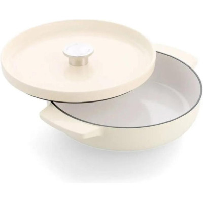 Сотейник чавунний з кришкою KitchenAid, 26 см, 2,77 л, мигдальний крем (CC009010-001)