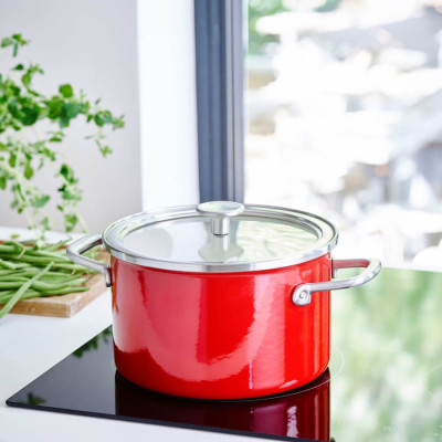 Каструля з кришкою KitchenAid Steel Core, 20 см, 3,7 л, червоний (CC003267-001)