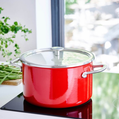 Каструля з кришкою KitchenAid Steel Core, 24 см, 6 л, червоний (CC003270-001)