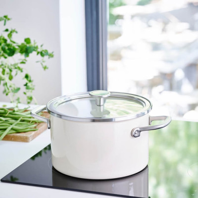Каструля з кришкою KitchenAid Steel Core, 20 см, 3,7 л, мигдальний крем (CC003266-001)