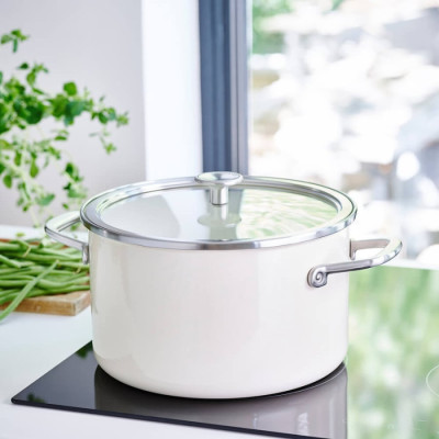Каструля з кришкою KitchenAid Steel Core, 24 см, 6 л, мигдальний крем (CC003269-001)