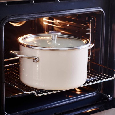 Каструля з кришкою KitchenAid Steel Core, 24 см, 6 л, мигдальний крем (CC003269-001)