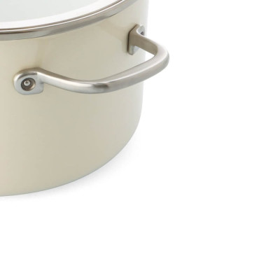Каструля з кришкою KitchenAid Steel Core, 24 см, 6 л, мигдальний крем (CC003269-001)