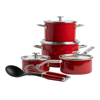 Набір посуду KitchenAid Steel Core, 10 предметів, 16/18/20/24 см, 1,3/2/3,7/6 л, червоний (CC004921-001)