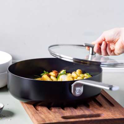 Сотейник з кришкою GreenPan Evolution, 26 см, 3,7 л з керамічним покриттям, чорний (CC007086-001)
