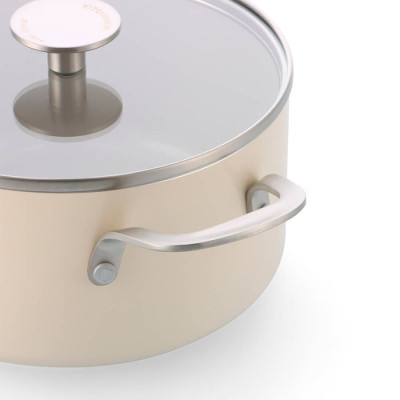 Каструля з кришкою KitchenAid АС, 20 см, 3,11 л, з керам покриттям, кремовий (CC010376-001)