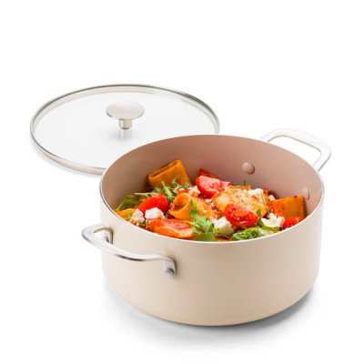 Каструля з кришкою KitchenAid АС, 24 см, 4,91 л, з керам покриттям, кремовий (CC009738-001)