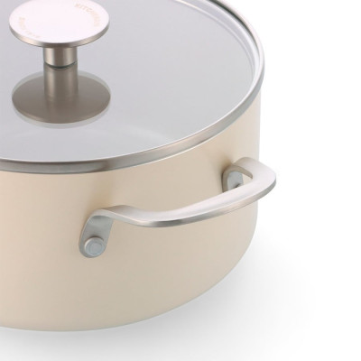 Каструля з кришкою KitchenAid АС, 24 см, 4,91 л, з керам покриттям, кремовий (CC009738-001)