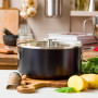 Каструля з кришкою KitchenAid АС, 24 см, 4,91 л, з керам покриттям, матовий чорний (CC010162-001)