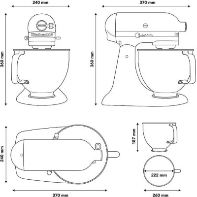 Кухонная машина KitchenAid Artisan 4,8 л 5KSM175PSEPL с откидным блоком, фарфоровый белый