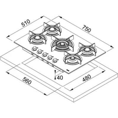 Варильна поверхня Franke FHCR 755 4G TC HE BK C (106.0374.283)