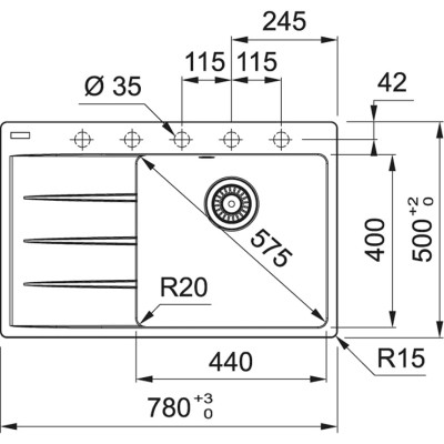 Мийка Franke Centro CNG 611-78 TL 114.0630.471 онікс