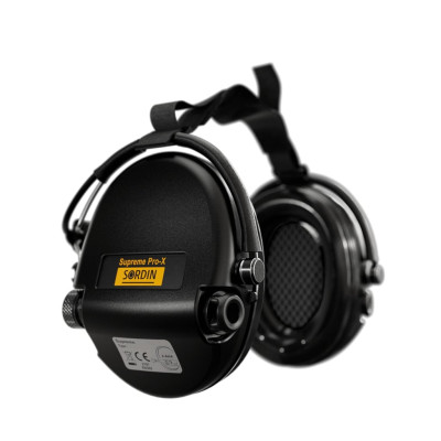 Активні навушники для стрільби Sordin Supreme Pro-X Neckband Black із заднім тримачем під шолом