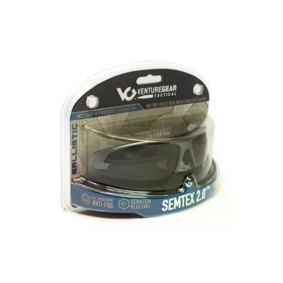 Захисні окуляри Venture Gear Tactical Semtex 2.0 Tan (forest gray) Anti-Fog, чорно-зелені в пісочній оправі