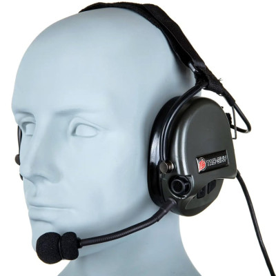 Активні захисні навушники з зовнішнім мікрофоном Tac-Sky Neckband PRO Headset – Olive