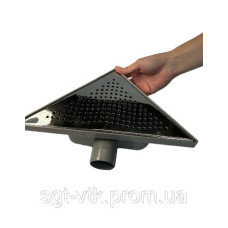 Трап угловой с пластиковым корпусом и нержавеющей решеткой