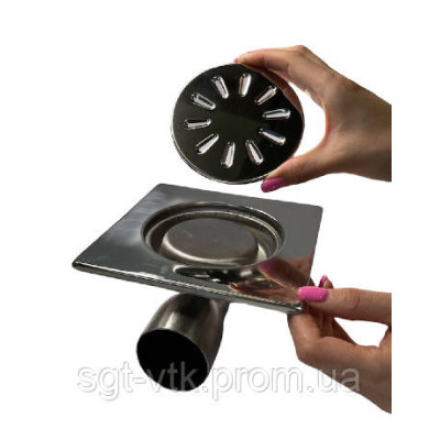 Трап из нержавеющей стали SLIM 10*10см, вертикальный, D50