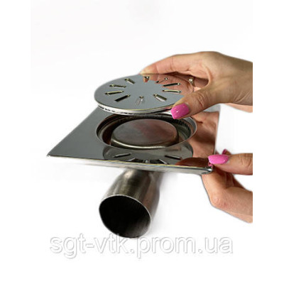 Трап из нержавеющей стали SLIM 10*10см, вертикальный, D50