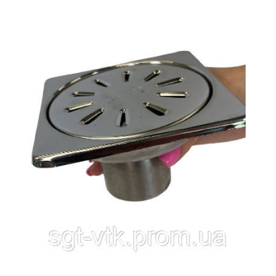 Трап из нержавеющей стали SLIM 10*10см, горизонтальный, D50