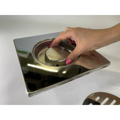 Трап из нержавеющей стали SLIM 20*20см, вертикальный, D50