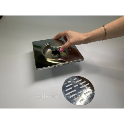 Трап из нержавеющей стали SLIM 20*20см, горизонтальный, D50