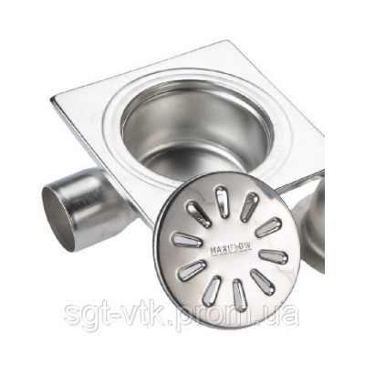 Трап из нержавеющей стали 10*10см, горизонтальный, D50