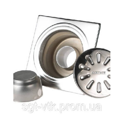 Трап из нержавеющей стали 15*15см, горизонтальный, D50