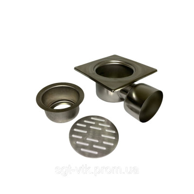 Трап из нержавеющей стали 20*20см, горизонтальный, D100