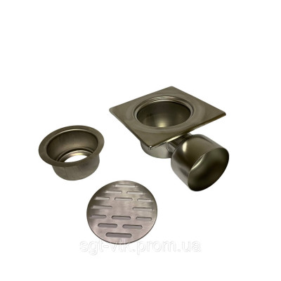 Трап из нержавеющей стали 20*20см, горизонтальный, D100