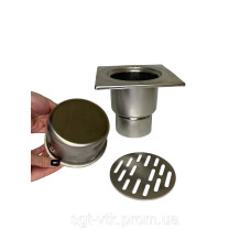 Трап из нержавеющей стали 20*20см, вертикальный, D100